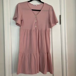 Pink Blush Pink Button Front Maternity Dress
